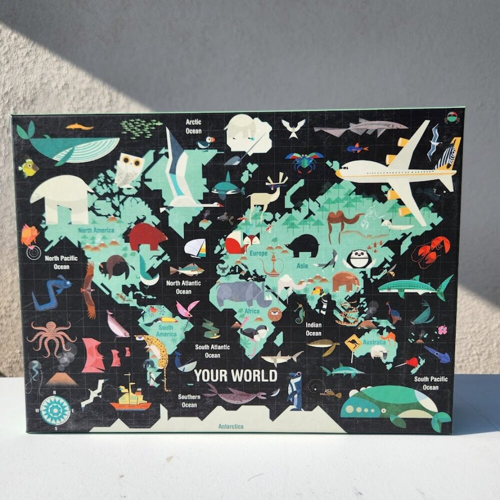 Mudpuppy 1000 Piece Your World Puzzle Map Atlas Inspired by Charley Harper Assem